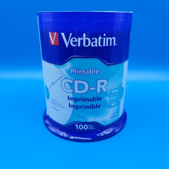 Verbatim CD-R 700MB 52X Speed White Inkjet Printable Spindle - Pack of 100 New - Picture 1 of 6